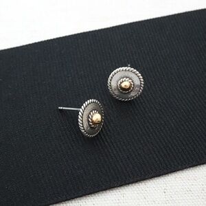 Round Mixed Metal Stud Earrings by Ori Tao Bijoux